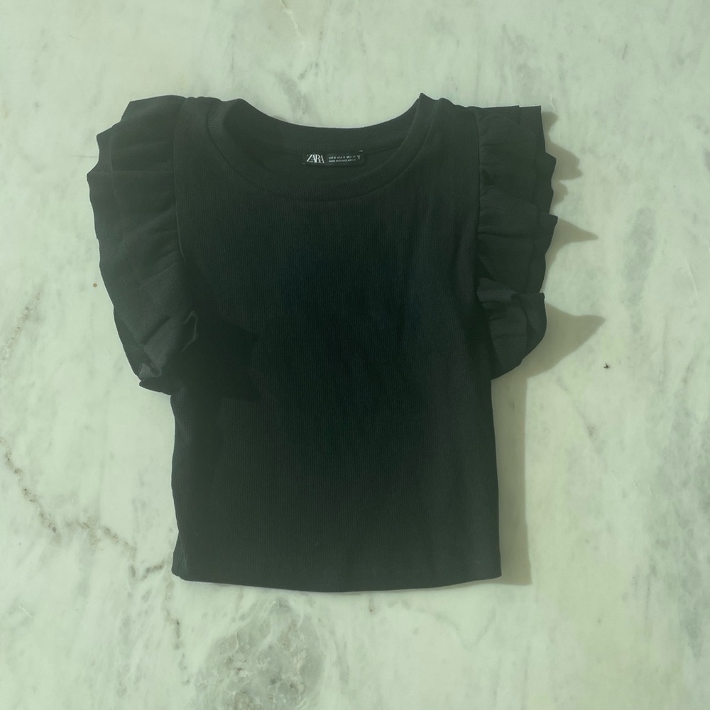 Zara crop top with ruffle sleeves - Picture 2 of 4
